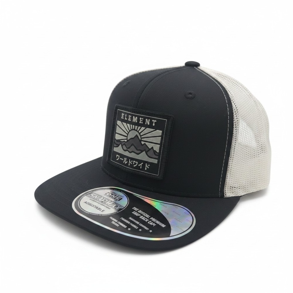 Element Skateboards Snapback Trucker Hat Black White Mountain Patch EIMH0008